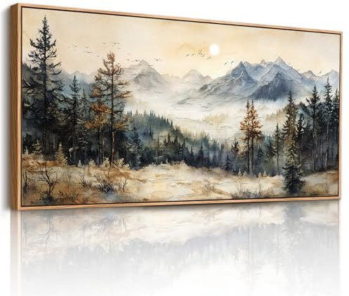 JHHUAMO Natur Wald Bilder mit Rahmen Schlafzimmer Wohnzimmer 60x120 cm | Berglandschaft Wandbild, Ausgezeichnetes Handwerk, HD-Druck, Einfache Aufhängung, Mehrere Szenen Anwendbar