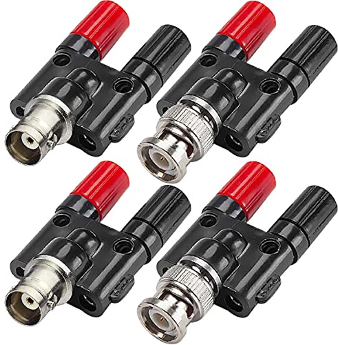 HAAMNING7 BNC-Stecker auf 4mm Bananenbuchse Oszilloskop Adapter, 2 Stück Oscilloscope BNC Stecker auf Dual 4mm Bananen Buchse, 2 Stück BNC Buchse auf Dual 4mm Bananen Buchse
