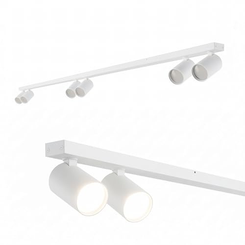 EDO Deckenstrahler GU10 MALGA LINE, 6 Flammig, Deckenlampe Weiß, Drehbar Spotbalken, Deckenleuchte Schwenkbar, Wandlampe Innen, Wandstrahler Spot Downlight Lampe für Schlafzimmer Küche Wohnzimmer
