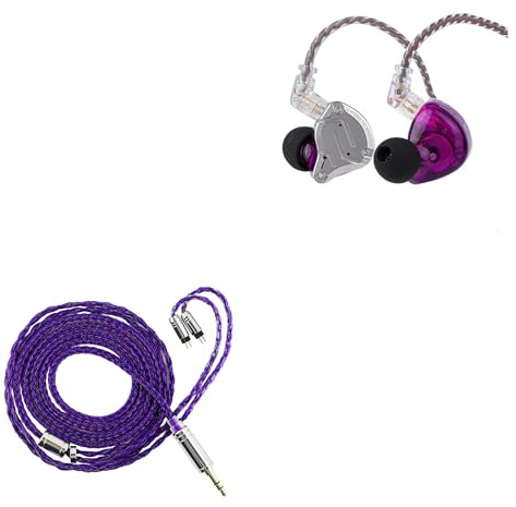 Linsoul KZ ZS10 Pro, 4BA+1DD 5 Driver in Ear Monitor, HiFi Wired Earbuds, Gaming Earbuds (Without Mic, Purple)+Tripowin Zonie IEM Cable (2pin 0.78mm, 3.5mm, Violet)