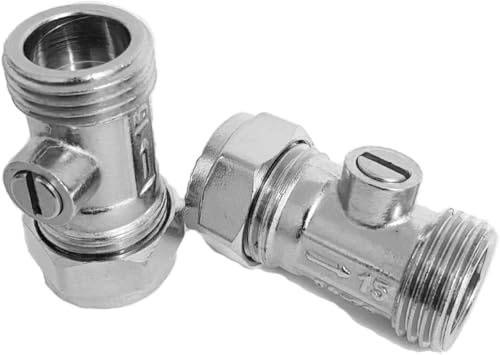 AIGHER 15mm Isolation Valve, Brass Chrome Plated, 15mm x 1/2 Inch, Bolofix Male Iron Flat Faced, for Hot and Cold Water, 2 Pack