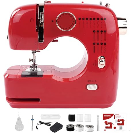 Mini macchina da cucire elettrica a 16 punti, multifunzione con doppio ago, kit da cucito portatile per principianti, arte e trapuntatura