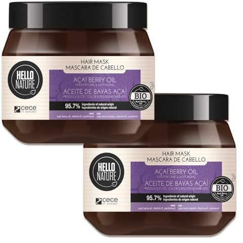 P-Beauty Naturkosmetik Haarmaske mit Acai Öl 250ml - Intensive Haarkur für Repair & Regeneration - Bio & Vegan - Farbschutz & Anti Aging Pflege - für trockenes, coloriertes Haar & Glanz (2x 250ml)