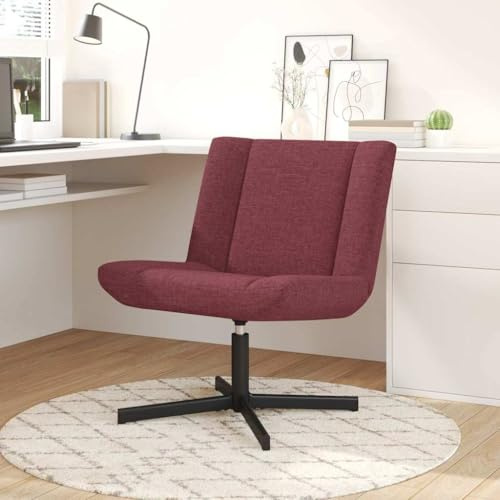 UERNGFTKM Moderner Stoff Drehstuhl in Schwarz mit 360°-Drehfunktion, schräg gelagerter Rückenlehne aus Polyester und stabilem Metallfuß, 63 x 75 x 76 cm, für Wohnzimmer und Home-Office