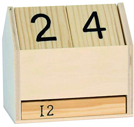 Eminza Kalender unendlich Haus Holz 8,5 x 9 x 5,5 cm - MegaCrea DIY