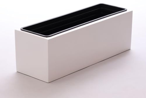 Elegant Einrichten Pflanztrog, Blumentrog Fiberglas 61x21x20 Hochglanz weiß