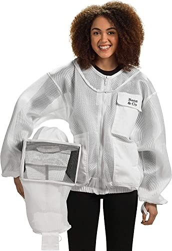 Bees & Co K85 Ultraleichte Imkerjacke mit rechteckigem Schleier, Geisterweiß