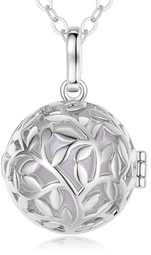 EUDORA Harmony Ball Arbre de Vie Ange Cloche Pendentif Collier Grossesse Mexicaine Bola Femmes Filles Bijoux Meilleur Cadeau, 76.2cm+114cm chaîne