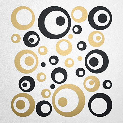 WANDfee Wandtattoo Kreise Punkte 50 Aufkleber FARBWUNSCH Wandaufkleber Kinderzimmer Fliesenaufkleber Badezimmer Küche gold schwarz