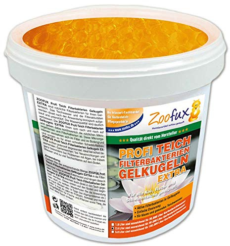ZOOFUX Profi Gartenteich Filterbakterien Gelkugeln EXTRA (Lösen Sich nach und nach auf und geben dabei kontinuierlich die wichtigen Mikroorganismen ab), Inhalt:2.5 Liter
