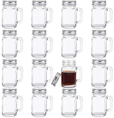Kingrol 16 Pack 2oz Mini Mason Jar Shot Glasses with Lids, 60ml Glass Favor Jars for Drink, Dessert, Craft