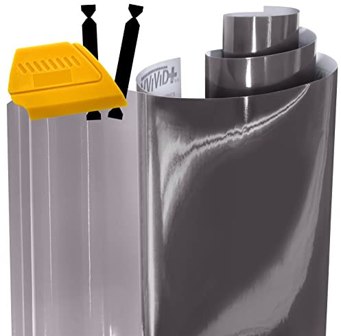 VViViD® Smoke Black Gloss Vinyl Headlight Foglight Transparent Tint Wrap Self-Adhesive (16 x 48 w/Detailer and Felts)