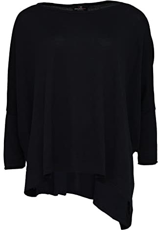 Zwillingsherz Poncho mit Baumwolle - Hochwertiges Cape für Damen - XXL Umhängetuch und Tunika mit Ärmel - Strick-Pullover - Sweatshirt - Stola für Sommer und Winter von Cashmere Dreams - navy