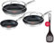 Tefal G48528 Induktion Pfannenset Pfanne 6 teilig 20 + 24 + 28 cm + Jamie Oliver Deckel 24 + 28cm + Ingenio Pfannenwender, Titanium Force Antihaftversiegelung, Edelstahlgriffe, Induktionsherd geeignet
