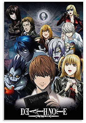 WSDSL Death Note 17 großer Anime-Druck auf Leinwand, Kunstdruck, Posterrahmen, Aquarell, 40 x 60 cm