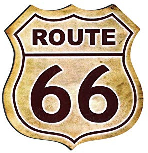 Cucuba Magnet für Kühlschrank, geformt, Vintage-Stil, Kollektion, Druck auf MDF, Laserschnitt, hohe Qualität, Geschenkidee (Magnet Route 66)