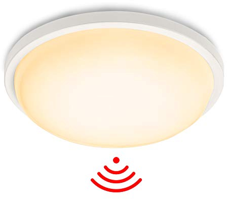 AufuN LED Deckenleuchte mit Bewegungsmelder 15W Warmweiß 1500lm Radar Sensor Deckenlampe, IP44 Wasserfest Leuchte für Flur, Treppe, Veranda, Garage, Carport, Balkon, Abstellraum, Keller, φ22cm Rund