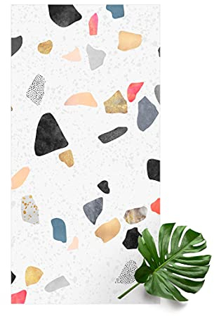 Bilderwelten Vinyl-Teppich - Elisabeth Fredriksson - Weißer Terrazzo mit Goldsteinchen 280×140 cm Vinyl