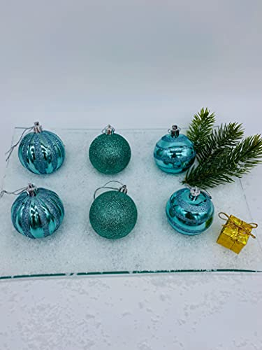 Weihnachtskugeln Kunststoff Blau Türkis Originell Christbaumschmuck Set 6 STK Christbaumkugeln Weihnachten