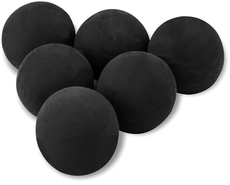 Skyflame Keramik-Feuerkugeln, Set mit 6 runden Feuersteinen, Set für Innen- und Außenbereich, Feuerstellen oder Kaminzubehör, 12,7 cm, schwarz