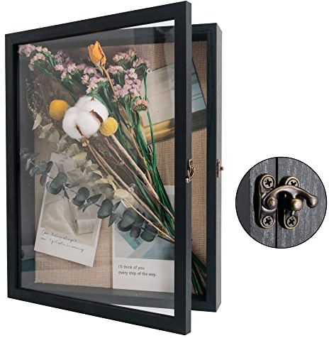 GraduatePro 3D bilderrahmen 28x35 zum befüllen groß schaukasten Wand für Schwarz Objektrahmen Hochzeit Box Deko Oder Schreibtisch