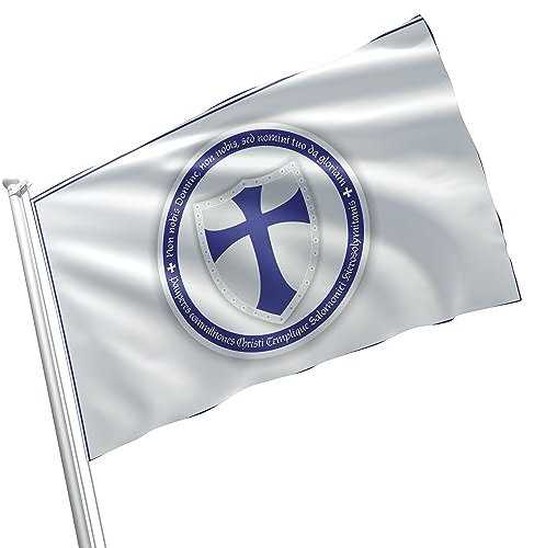 Tempelritter-Flagge, Banner, Vitrine, Mitgliedschaft, Dekoration, Banner – strapazierfähiges Nylon, lebendige doppelseitige Gartenflagge 7,6 x 12,7 cm, perfekt für Geschichtsfreunde, Holi, Reenactors