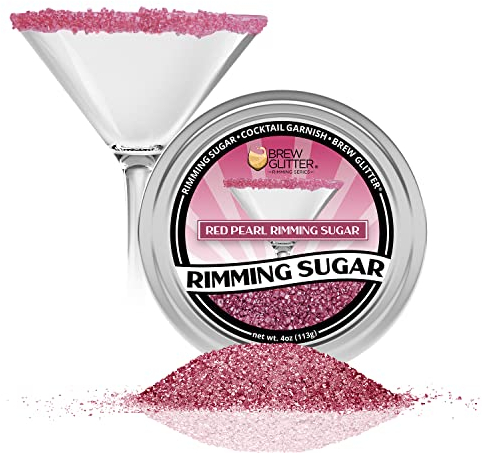 Brew Glitter - Red Rimming Sugar (4oz, 1x Bar Tin) Cocktail Garnish for Mixed Drinks & Refreshments