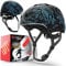 SKATEWIZ Kinder Fahrradhelm Mädchen - Fahrradhelm Kinder Jungen, Fahrradhelm Kinder - Skaterhelm Kinder, Fahrrad Helm Kind, Kinderhelm - Helm Kinder, Helm Fahrrad - Größe M Schwarz-Blau Weltraum