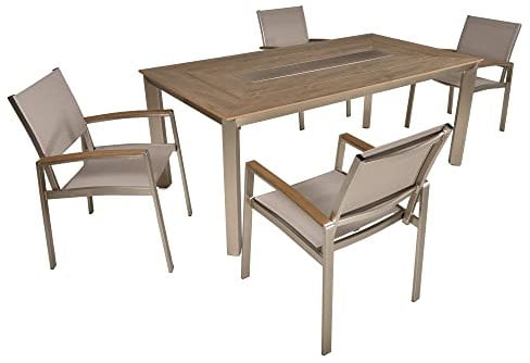 Dynamic24 Garden Pleasure 5-TLG Garten Tischgruppe Sitzgruppe Tisch Stuhl Möbel Kunststoff