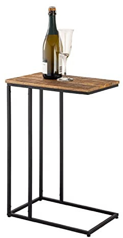 casamia Beistelltisch Holz 25x60x40cm nachhaltig Sofatisch Laptoptisch C-Tisch Toronto Metall Gestell