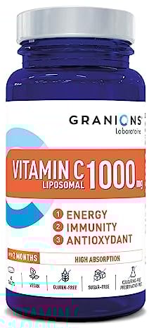 GRANIONS Vitamine C Liposomale 1000 mg Contribue au fonctionnement normal du système immunitaire et à réduire la fatigue Haute Absorption Fabriqué en France 60 comprimés