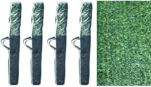 PAL | Rollo de Seto Artificial Decorativo Ignífugo de 90 varillas | 3m Largo x 1m Alto, Verde (4- Rollos 3x1m)