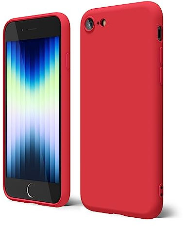 oakxco for iPhone SE Case 3rd Generation 2022/2020/2nd Silicone, iPhone 7/8 Case, Soft Rubber Gel Elegant Thin Slim TPU Matte Smooth Cover for Women Girl Cute, Red