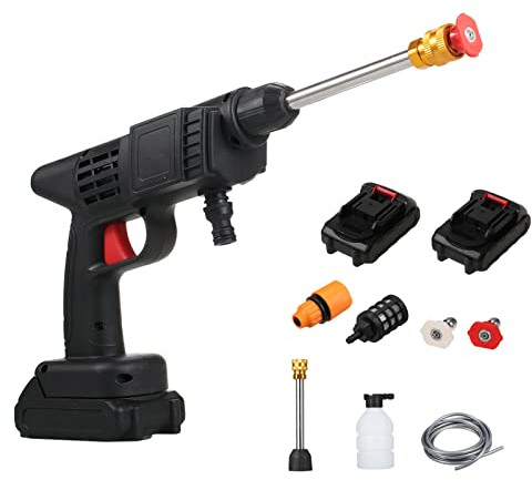 ERYUE Lavadora a presión portátil, 150PSI, 5 metros de manguera, 24V 1500mAh batería recargable, ideal para lavar autos, regar flores y limpiar