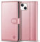 Kuafcase Compatible for iPhone 14 Case with 4 Card Slots Magnetic Closure Kickstand Shockproof Protective Phone Case Compatible for iPhone 14 - Rose Gold