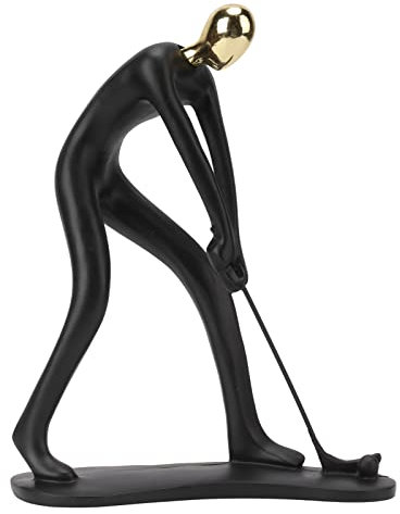 Tissting Kunstharz Statue Golfer Skulptur Mode Harz Kunst Sport Mann Figur Deko Figuren für Home Decor Modernes Büro Regal Desktop