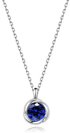 immobird Halskette Damen 925 Sterling Silber mit September Geburtsstein Saphir Rosenform Geschenke Frauen Mutter Freundin