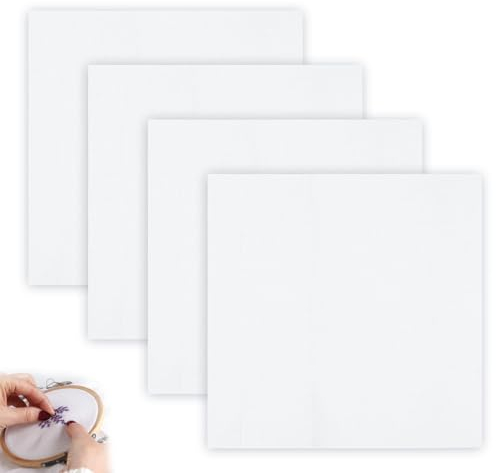 4 Stück Kreuzstich-Stoff, Aida Tuch Weiß Stickerei Stoff 14 CT, Aida Stoff zum Sticken, Kreuzstich Tuch zählstoff zum Sticken, DIY Sticken Stoff Nähen Basteln Stickerei Kreuzstich, 30 x 30cm
