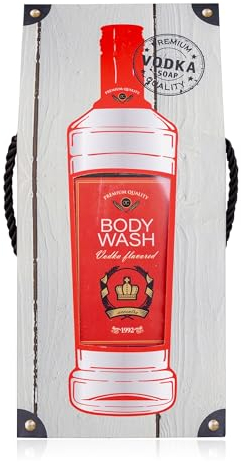 Accentra Duschgel/Badeschhaum für Männer Vodka FLAVOR in Flasche inkl. Geschenkbox/Geschenktasche in Schnaps-Optik, 400ml Showergel, Duft: Vodka - nachfüllbar