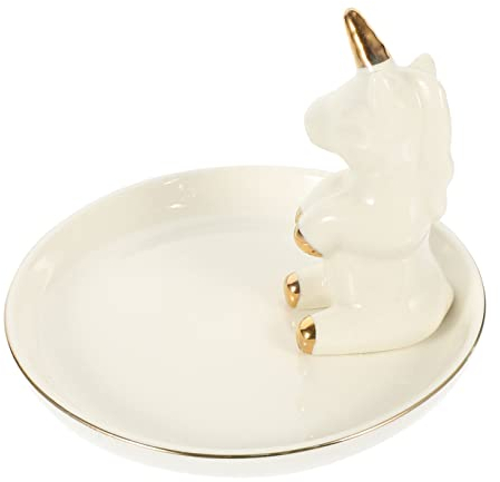 AOKWAWALIY Bandeja de joyería, organizador de joyas, cuenco de cerámica, bandeja de unicornio, soporte para llaves, bandeja de exhibición de joyas, bandeja para anillos, soporte de cerámica, adornos