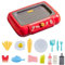 EHJRE Enfants Jouent Cuisine Playset Tout-Petits Friteuse Jouet Cuisine éducatif Ustensiles de Cuisine Nourriture Cuisson Friteuse Enfants Jouets pour, Rouge