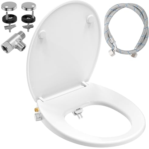 WC Sitz mit Bidet,YEAUPE PRO WC Sitze mit Absenkautomatik, nicht elektrisch, mit selbstreinigenden Doppeldüsen,separate Rückseite und weibliche Reinigung (Weiß Oval)
