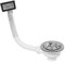 Universal Single bowl Kitchen sink waste kit basket strainer waste with Rectangle overflow 90mm 3.5 Stainless Steel rectangular overflow Including steel Plug