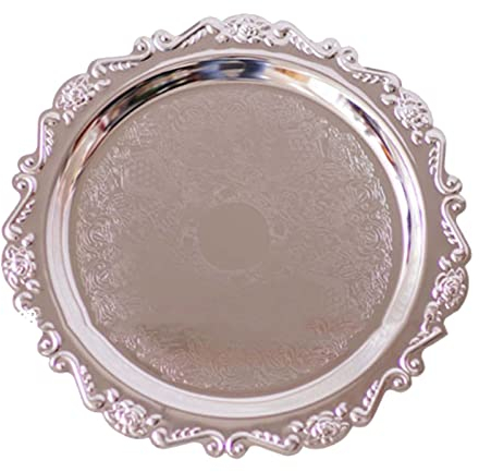 Piatto da Frutta Rotondo, Vassoio da Portata Per Alimenti, Piatto da Portata in Metallo, Disco Decorativo Per Torta da Dessert, Per Torte, Dessert E Prodotti da Forno Per Feste di Matrimonio(argento)