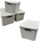 Pluto Packaging Light Grey Home Kitchen Laundry Bathroom Rattan Effect Storage Baskets With Lids (4)