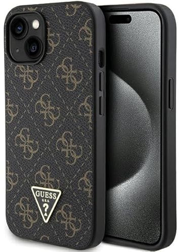 Guess GUHCP15MPG4GPK Hülle für iPhone 15 Plus / 14 Plus 6.7 Schwarz hardcase 4G Triangle Metal Logo