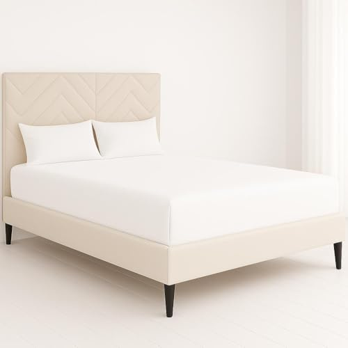 CHCOMFORT Extra Deep Double Fitted Sheet with 2 Pillowcases - White Microfiber, All-Around Elastic 40cm depth, Wrinkle-Free, Fade Resistant - Suitable for All! (White, Double)