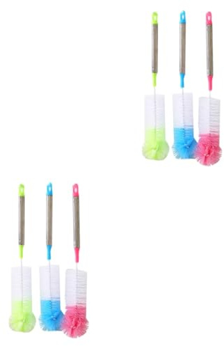 ULTECHNOVO 6 Stück Flaschenbürsten mit langem Griff bunte und flexible runde Köpfe und Edelstahl zur Reinigung von Flaschen für Tassen Farbe zufällig