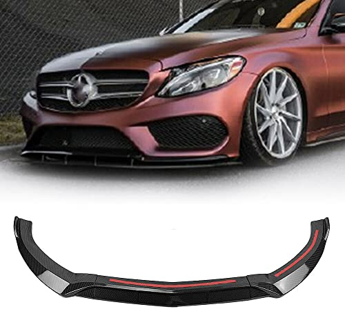AUSMILA Frontstoßstangen-Spoiler für Mercedes-Benz W205 C-Klasse C180 C250 C300 C400 2015-2018, Schwarz, ABS-Kunststoff, Glänzend