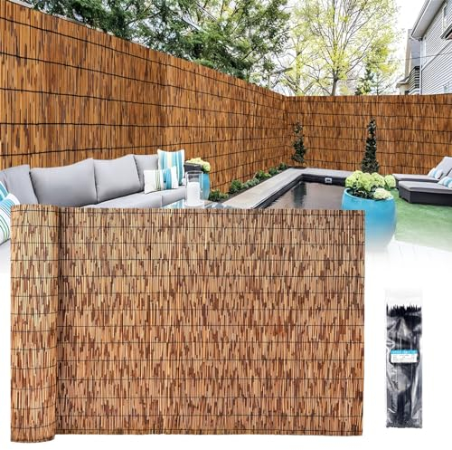 Schilfmatten Schützt Die Privatsphäre Balkonverkleidung Zaunblende Umweltfreundlich Schilf Sichtschutz Leicht Zu Montieren Schilfrohrzäune Für Balkone Terrassen Und Gartenzäune(Size:100x400CM(39x157in